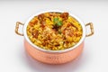 Chicken Biryani in brass serving bowl Royalty Free Stock Photo