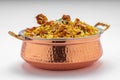 Chicken Biryani in brass serving bowl