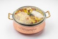 Chicken Biryani i n brass serving bowl Royalty Free Stock Photo