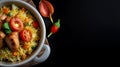 chicken biryani with chicken, onions, cashewnut paste, tomatoes,cup of basmoti rice Royalty Free Stock Photo