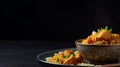 chicken biryani with chicken, onions, cashewnut paste, tomatoes,cup of basmoti rice Royalty Free Stock Photo
