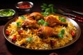 Chicken Biryani or Chicken Biryani is a popular Indian dish consisting of basmati rice cooked with chicken and spices, Chicken Royalty Free Stock Photo