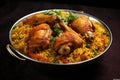 Chicken Biryani Chicken Biryani is a popular Indian dish, Chicken kabsa, homemade arabian rice, AI Generated