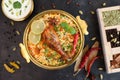 Chicken biryani Spicy Indian Malabar biryani Hyderabadi biryani Royalty Free Stock Photo