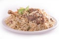 Chicken biryani on white background Royalty Free Stock Photo