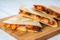 Chicken And Black Beans Quesadillas, Cheese And Salsa Royalty Free Stock Photo