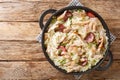 Chicken bog is a Carolina style one-pot chicken and rice dish closeup in the pan. Horizontal top view Royalty Free Stock Photo