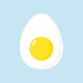 Chicken boiled half cut eggs simple illustration on blue background