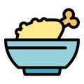 Chicken bowl icon vector flat