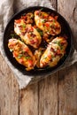 Chicken breast baked with monterey cheese and cheddar, bacon, to Royalty Free Stock Photo