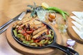 Chicken breast cuts fajitas and vegetables