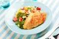 Chicken Breast with pasta salad and broccolini Royalty Free Stock Photo