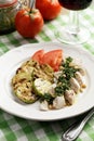 Chicken breast with Pesto sauce and vegetables Royalty Free Stock Photo