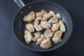 Chicken breast pieces in a pan made only with salt and white pepper