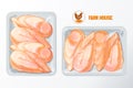 Chicken breast polystyrene packaging vector