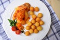 Chicken breast stuffed and roasted in the oven. Royalty Free Stock Photo