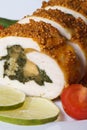 Chicken breast stuffed with spinach and cheese macro Royalty Free Stock Photo