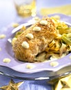Chicken breast with tagliatelles and cream sauce Royalty Free Stock Photo