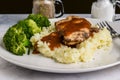 chicken breast top with gravy on mash potatoes Royalty Free Stock Photo