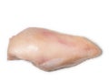 Chicken breast on a white plate. Chicken meat isolate. Fresh pink poultry meat