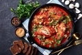 Close-up of hot Chicken Cacciatore, top view Royalty Free Stock Photo