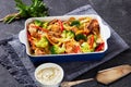 Tasty Cheesy Chicken sweet pepper Broccoli bake Royalty Free Stock Photo