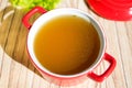 Chicken broth, bouillon, clear soup. Royalty Free Stock Photo