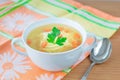 Chicken broth with carrot and parsley. Royalty Free Stock Photo