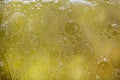Chicken broth, transparent, top view, soup background