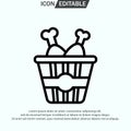 CHICKEN BUCKET line icon, outline vector logo illustration