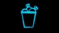 Chicken bucket neon light icon. BBQ chicken drumsticks, legs. Unhealthy fast food. Cafe, steakhouse menu. Meat cookery. Glowing Royalty Free Stock Photo