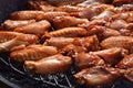 Chicken buffalo wings cooked on smoke grill Royalty Free Stock Photo