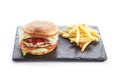 Chicken Burger with French Fries Garnish Royalty Free Stock Photo