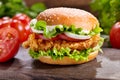 Chicken burger with vegetables Royalty Free Stock Photo