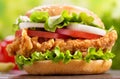 Chicken burger with vegetables Royalty Free Stock Photo