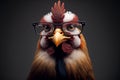 Chicken business portrait dressed as a manager or ceo in a formal office business suit with glasses and tie. Ai generated Royalty Free Stock Photo