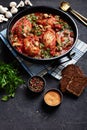 Chicken Cacciatore in a black dutch oven Royalty Free Stock Photo