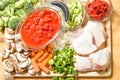 Chicken cacciatore raw ingredients