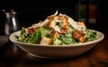 Chicken Caesar Salad with Croutons. Generative AI