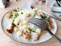 Chicken Caesar Salad on the top of a plate Royalty Free Stock Photo