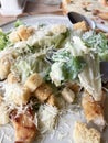 Chicken Caesar Salad on the top of a plate Royalty Free Stock Photo