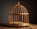 chicken cage made from bamboo tree on dark background Royalty Free Stock Photo