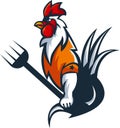 Chicken carries a fork for sport team and any badge