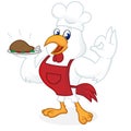 Chicken cartoon wearing chef hat and apron