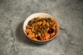 Chicken with Cashew nut served in dish isolated on background top view of bangladeshi food Royalty Free Stock Photo