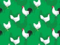 Chicken Chantecler Cartoon Green Seamless Wallpaper Royalty Free Stock Photo