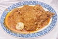 Chicken Chap Ã¢â¬â A Gorgeous recipe . one egg also in a rund shape plate .