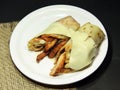 Chicken cheese shawarma a middle Eastern dish