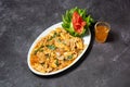 Chicken Chili Onion with sauce served in dish isolated on grey background top view of indian and bangladesh food Royalty Free Stock Photo