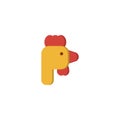 Chicken Chinese New Year Flat Icon, Logo, Vector